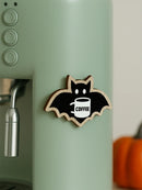 Axyaa Wood Bat Decorative Stickers, Cute Coffee-Loving Design