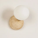 Axyaa Wabi Sabi LED Wall Light Yellow Travertine Stone Glass Ball Bedside Lamp