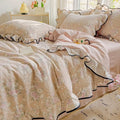 Axyaa Kapok Double-Layer Ruffle Leaf Edge Summer Quilt Set - 4 Piece