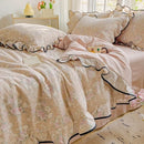 Axyaa Kapok Double-Layer Ruffle Leaf Edge Summer Quilt Set - 4 Piece