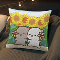 Axyaa Peach Cat Soft Cushion Cover 45x45 for Bed Sofa Home Decor