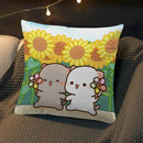 Axyaa Peach Cat Soft Cushion Cover 45x45 for Bed Sofa Home Decor
