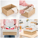 Axyaa Handwoven Storage Basket with Lid - Rectangular Organizer for Home and Closet