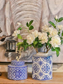 Axyaa Blue & White Porcelain Vase Jar: Classic Chinese Home Decor & Organization