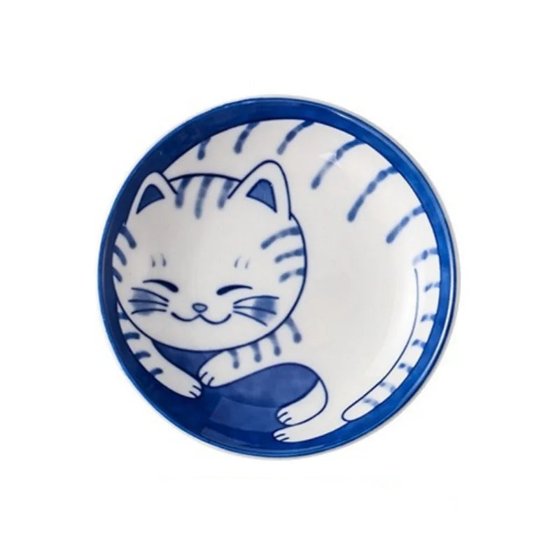 Axyaa Cartoon Cat Ceramic Dipping Sauce Dish for Home Dining Table