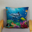Axyaa Dolphin Ocean Pattern Cushion Cover for Kids Sofa & Home Decor