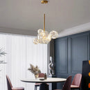 Axyaa Modern LED Glass Chandelier Gold Pendant Lighting for Home Decor