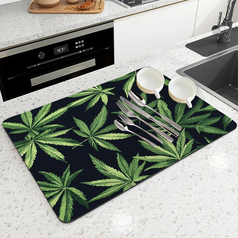 Axyaa Tropical Leaves Absorbent Drying Mat