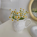 Axyaa Retro Relief Ceramic Vase Living Room Decor White Milk Pot vase