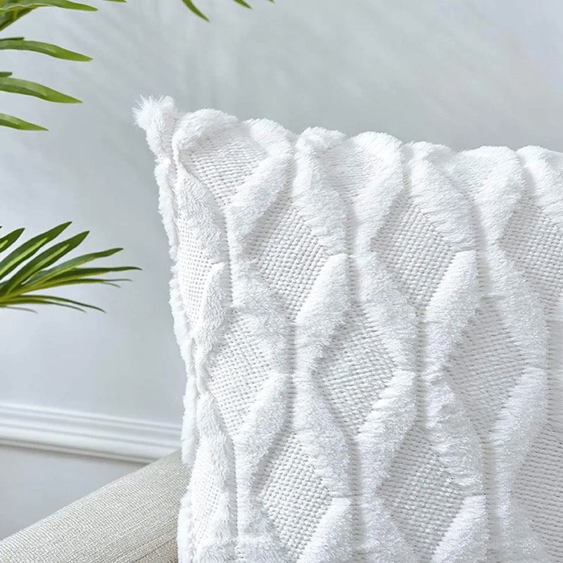 Axyaa White Plush Cushion Cover 45x45 30x50 Pillowcase for Soft Living Room Decor