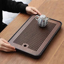 Axyaa Bamboo Tea Tray with Drainage, Modern Design, Small Size for Home and Hotel