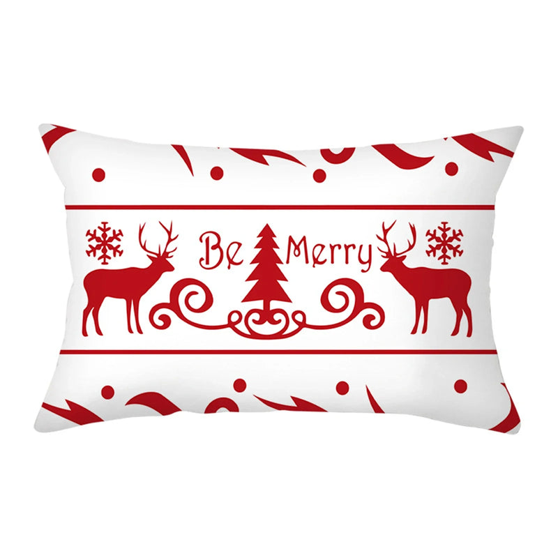 Axyaa Christmas Printed Deer & Santas Pillow Case 30x50cm