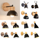 Axyaa Nordic Wooden Wall Light Black LED Bedroom Sconce