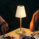 Axyaa Pleated Table Lamp: Rechargeable Cordless Nightstand Desk Lamp for Home Office