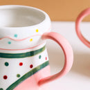 Axyaa Christmas Sock Ceramic Cup & Marker Pen Set, 650ml Holiday Table Decor Drinking Utensil