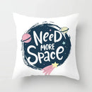 Axyaa Space Cat Moon Cushion Cover Universe Sun Planet Rocket Pillowcase
