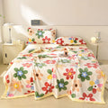 Axyaa Leaf Print Flannel Blanket: Soft Plush Bedspread for Sofa & Bed