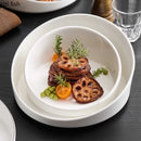 Axyaa White Ceramic Dessert Plate Set for Molecular Cuisine and Snacks