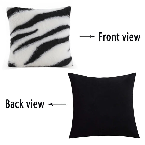 Axyaa Zebra Print Cushion Cover in Black & White, 45x45/30x50cm Pillowcase