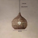 Axyaa Rattan Chandelier: Elegant LED Pendant Light for Home, Restaurant & Hotel