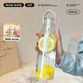 Axyaa Glass Tumbler with Handle and Straw, Heat-resistant Juice/Water Bottle, Scale Design