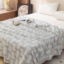 Axyaa Cotton Throw Blanket: Breathable Summer Comforter Quilt, Letter Leaf Design.