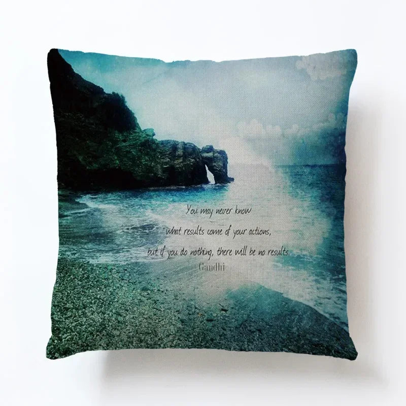 Summer Beach Alphabet Linen Pillowcase by Axyaa - Decorative Throw Pillow Cover