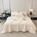 Axyaa Heart Pattern Coral Fleece Blanket: Double Layer Thicken Warm Plush Sofa Throw