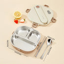 Axyaa Stainless Steel Square Lunch Box with Compartments and Cutlery