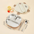 Axyaa Stainless Steel Lunch Box Set with Compartments - Portable and Leak-proof