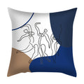 Axyaa Blue Daisy Geometric Flower Leaf Pillow Cover Square Decorative Cushion Cover