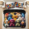 Axyaa Teddy Dog Toy Animal Print Quilt Cover Set with 2 Pillowcases