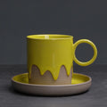 Axyaa Coarse Pottery Glazed Coffee Cup and Saucer Set, 200ML