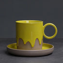 Axyaa Coarse Pottery Glazed Coffee Cup and Saucer Set, 200ML