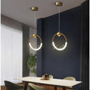 Axyaa Crystal Pendant Light: Gold Ring LED Fixture for Kitchen and Bedroom
