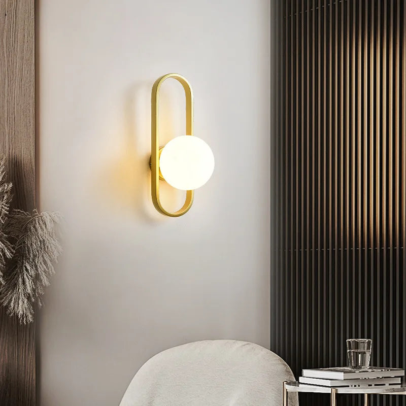 Axyaa Minimalist LED Glass Wall Sconce for Bedroom and Living Room