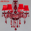 Axyaa Luxury Crystal Candle Chandelier Red LED Light Fixtures