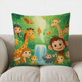 Axyaa Jungle Animals Cartoon Pillow Cover for Cozy Decor & Comfort in Sofa, Bedroom, Car