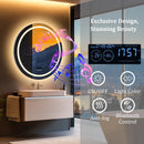 Axyaa 800mm Round LED Bathroom Mirror Front+Backlit Bluetooth Colour Dimmable Anti-fog