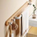 Axyaa Space Aluminum Towel Rack with Hooks and Wood Rod