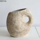 Axyaa Retro Ceramic Vase with Creative Handle for Table Decoration and Flower Arrangement