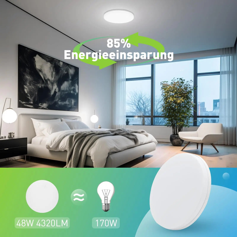 Axyaa 48W LED Ceiling Lamp: Ultra-thin Bedroom Light Fixture