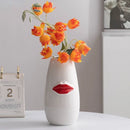 Axyaa Red Lips Ceramic Vase for Minimalist Floral Arrangements