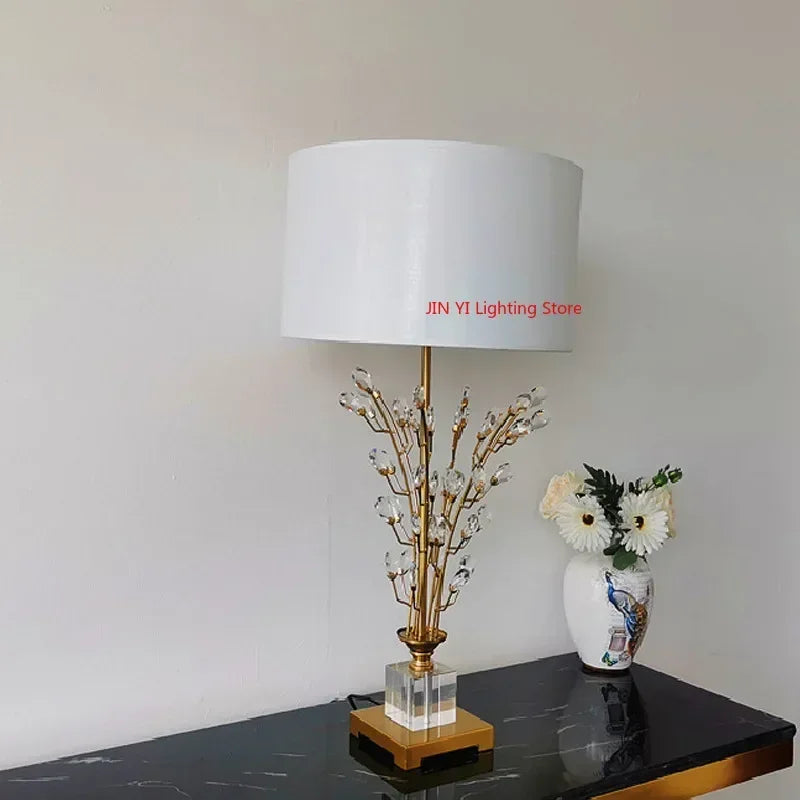 Luxury Crystal Tree Flower LED Bedside Lamp for Modern Living Room by Axyaa