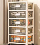 Axyaa 3-6 Tier Storage Cabinet in Transparent Cream: Space-Saving & Large Capacity Organizer