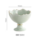 Axyaa Ceramic Golden Trim Dessert Bowl, High-Footed Salad Bowl for Ice Cream & Macarons