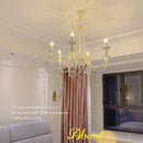 Axyaa Crystal Beige Chandelier | Adjustable Height | Luxury Décor for Home & Hotel