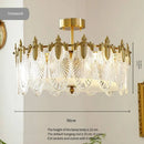 Axyaa Retro Leaf Glass Ceiling Chandelier - Luxurious Full Copper Light for Bedroom, Living Room, Dining Room