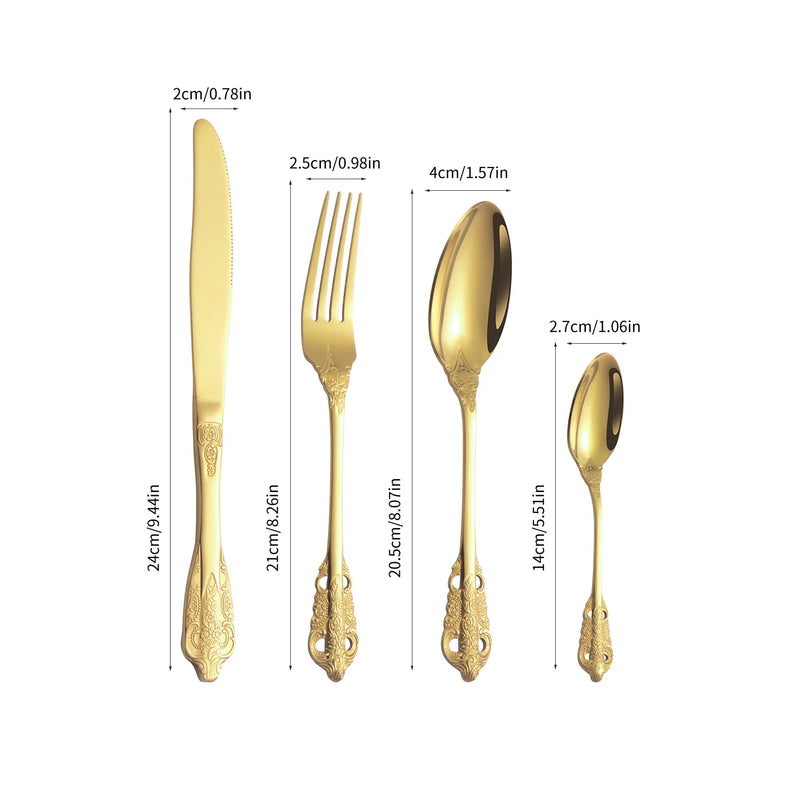 Axyaa 24pcs High-End Stainless Steel Tableware Set for Home, Hotel, Party, Christmas Gift