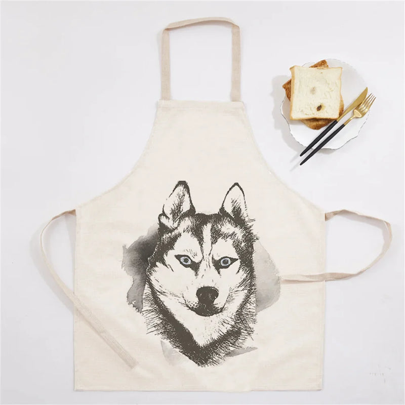Axyaa Christmas Dog Kitchen Ladies Apron - Fun Cartoon Animal Apron for Home Cooking